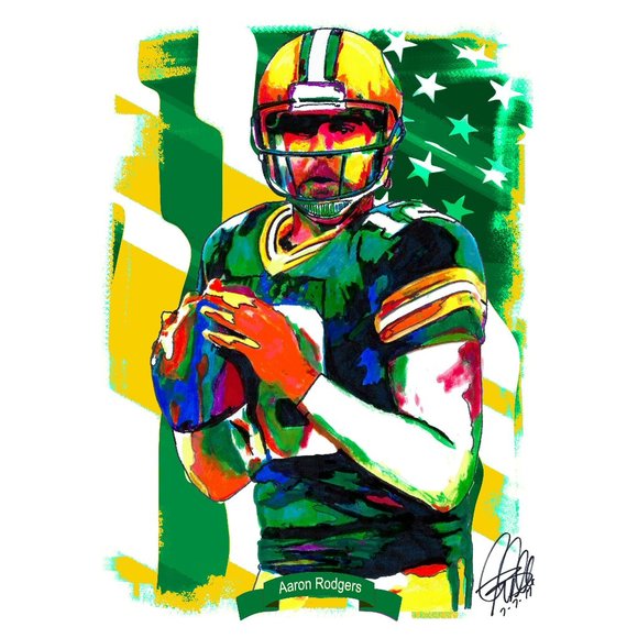 Aaron Rodgers Green Bay Packers Football Sports Print Poster Wall Art 18x24 - Picture 1 of 4